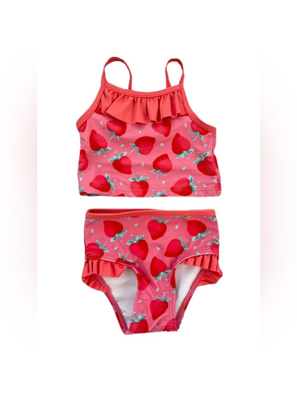 🩵 4/$20 Strawberry Print Pink Kids Swimsuit Set‎